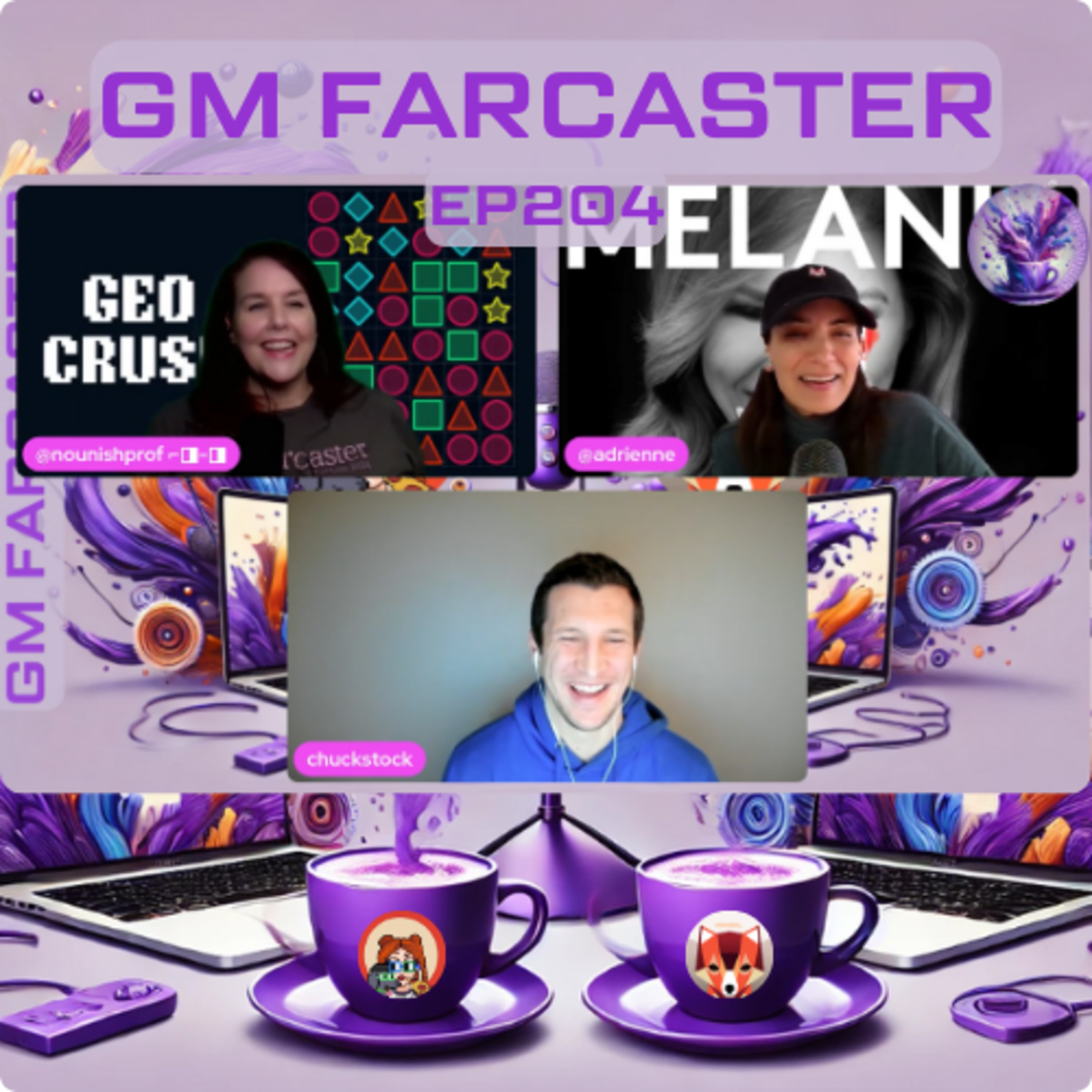 GM Farcaster ep204 Monday January 20, 2025 with @chuckstock /farcade coverart