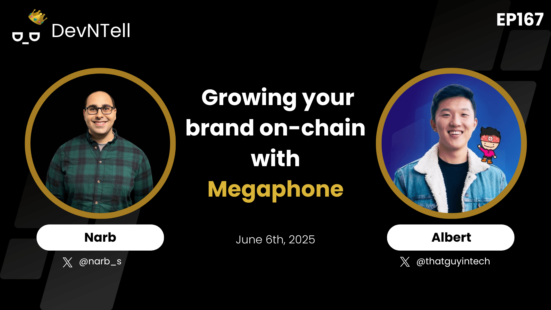DevNTell - Building your brand on-chain with Megaphone feat. Co-Founder and CEO Albert Hu coverart