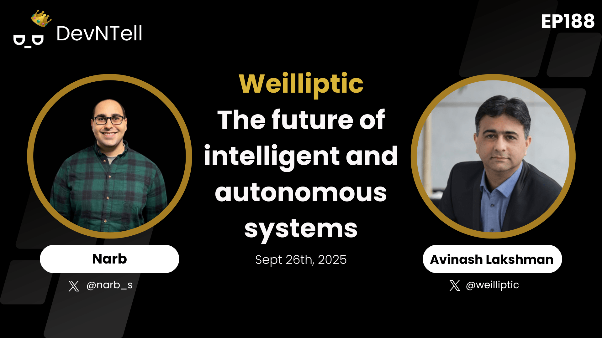 DevNTell - Discussing the Future of Intelligent and Autonomous Systems with Weilliptic feat. Founder and CEO Avinash Lakshman coverart