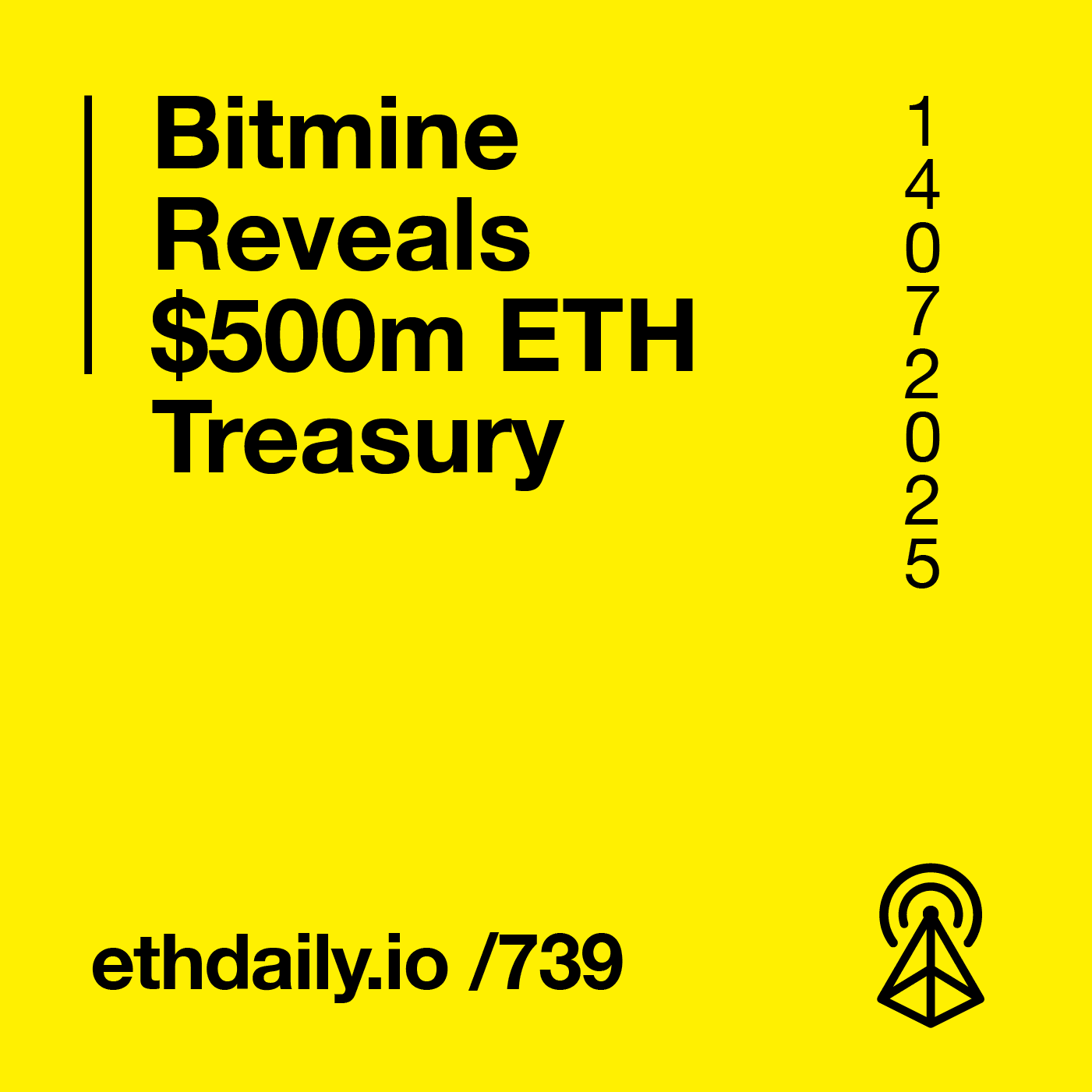 Bitmine Reveals $500m ETH Treasury coverart