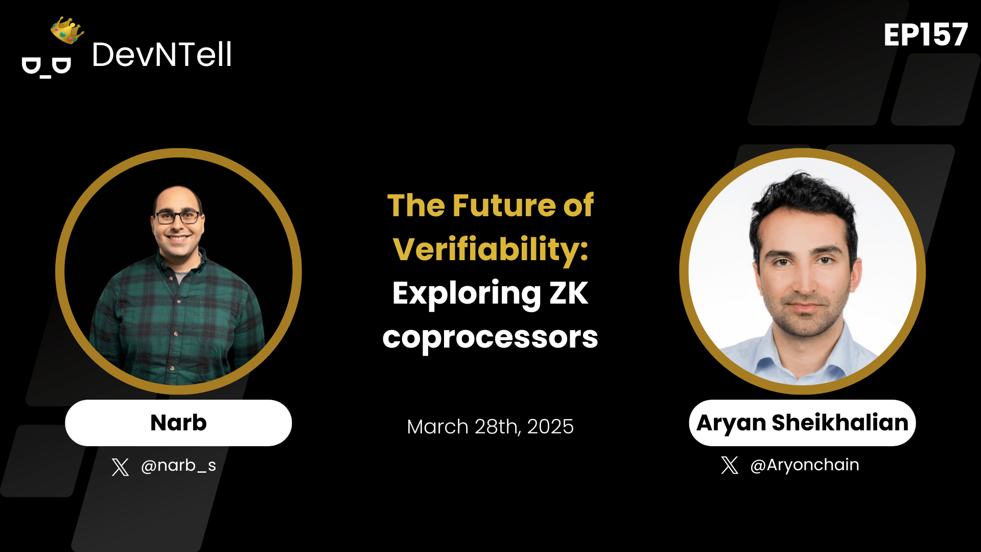 DevNTell - The Future of Verifiability: Exploring ZK Coprocessors with Aryan Sheikhalian of CMT Digital coverart